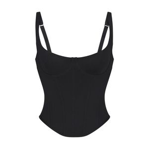 SKIMS Cotton Corset Top in Soot (S)